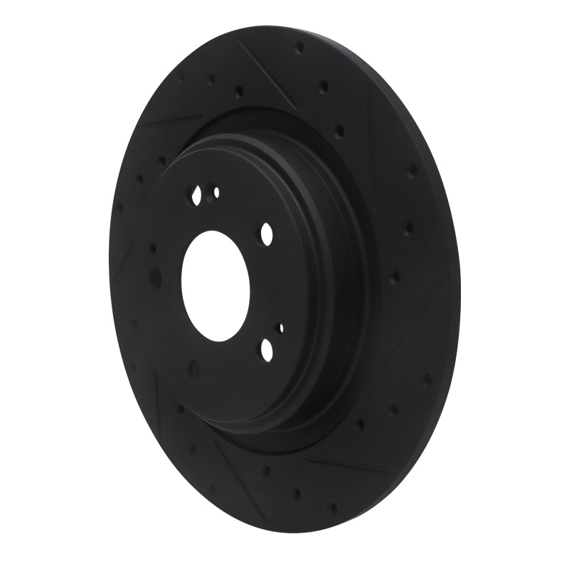 Acura MDX Brake Rotor (1) - Rear Right - R1 Concepts - Drilled & Slotted - Black - `17-`20